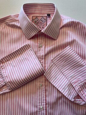 Thomas Pink - cotton striped dress shirt w/ french cuffs Size 16”neck